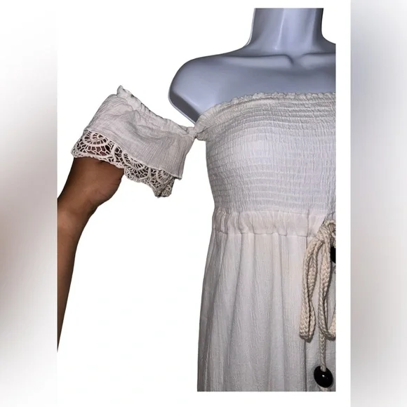 Vanja couture boutique brand SIZE M Maldivian goddess long maxi beige NWT - Picture 5 of 6